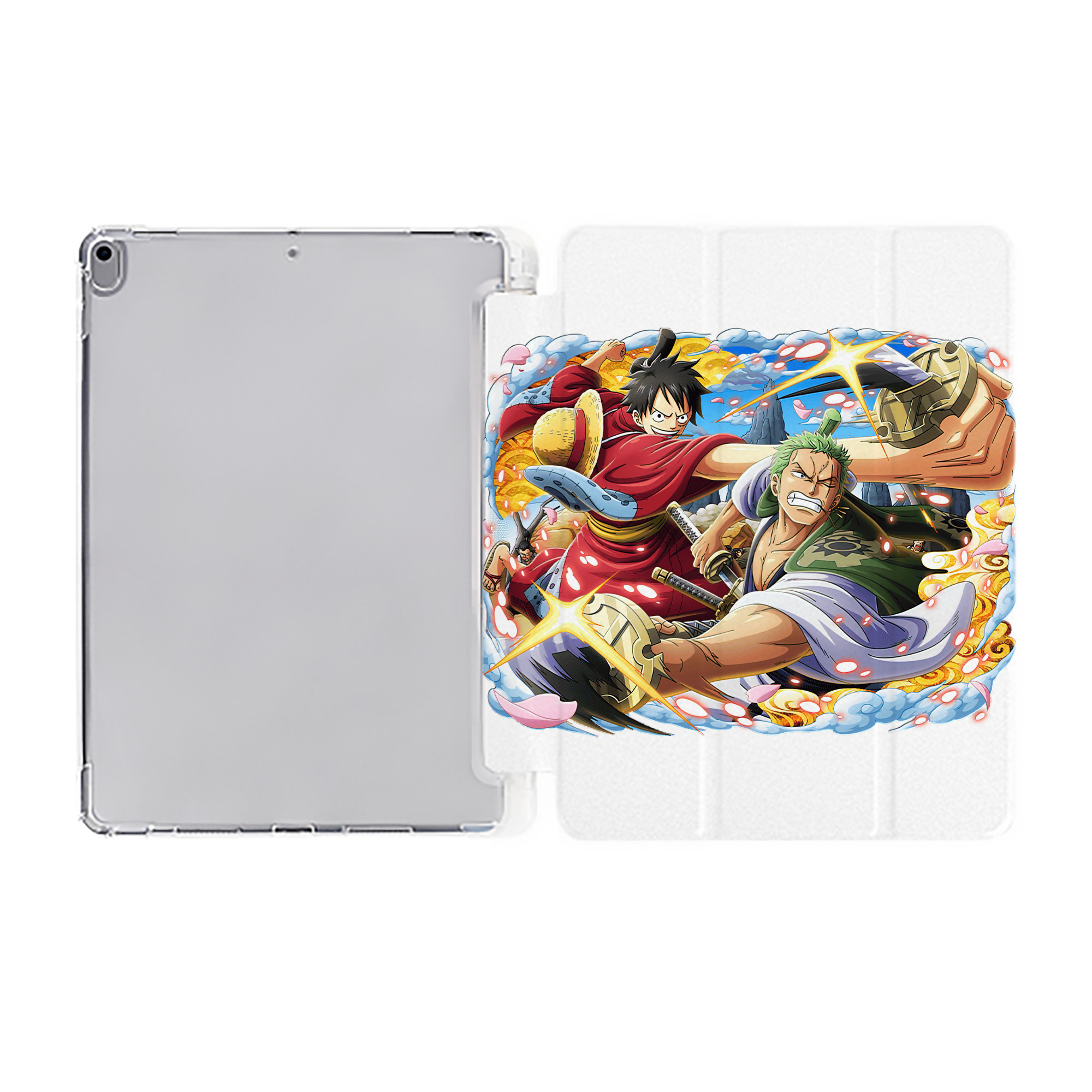 （画像用） ワンピース モンキー・D・ルフィ ONE PIECE Monkey D. Luffy IPad ケース ペン収納付き 三つ折りスタンド PUレザー×シリコン 対応機種9.5/10.5/10.9インチ